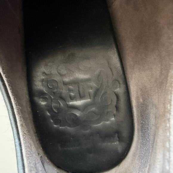 ELF Woven Leather Back Zip Stacked Wooden Heel Black Ankle Booties Shoes 8.5 - Picture 4 of 8